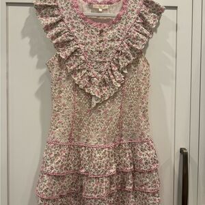 LoveShackFancy Pink Floral Midi Dress